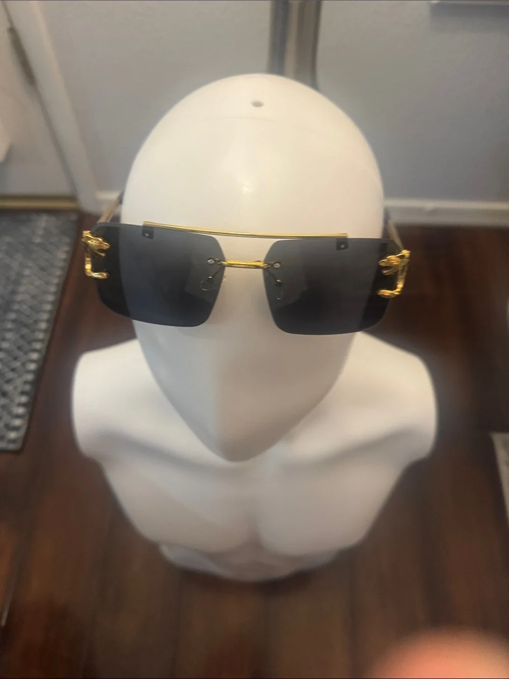 Gold Accent Black Lens Women's Sunglasses